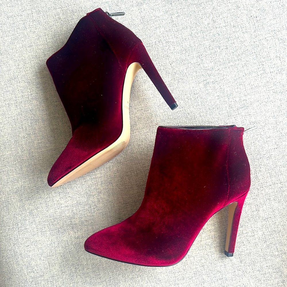 Burgundy Velvet Ava & Aiden Heeled Boots